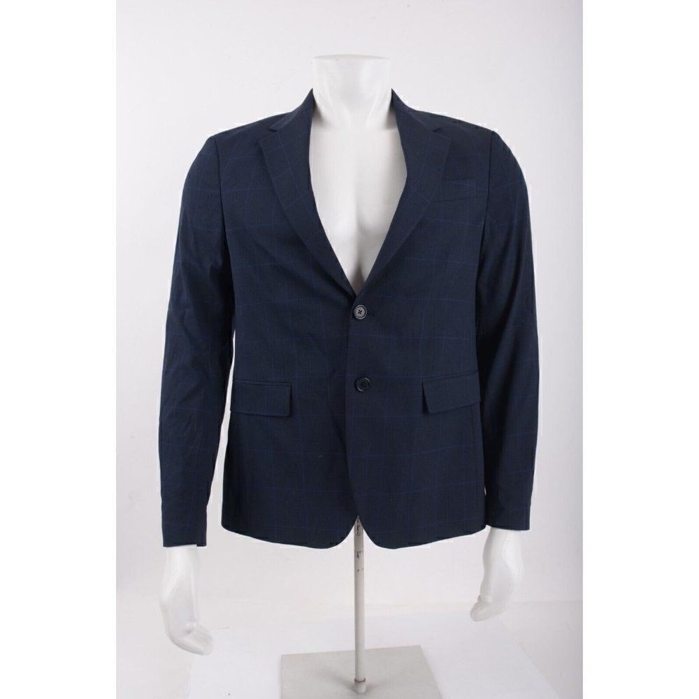 Zara Mens Suit Jacket Coat Blazer Plaid US 36 EUR 46 Navy Blue 0706/262 NWT